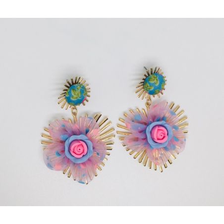 Boucles fleurs en tissu