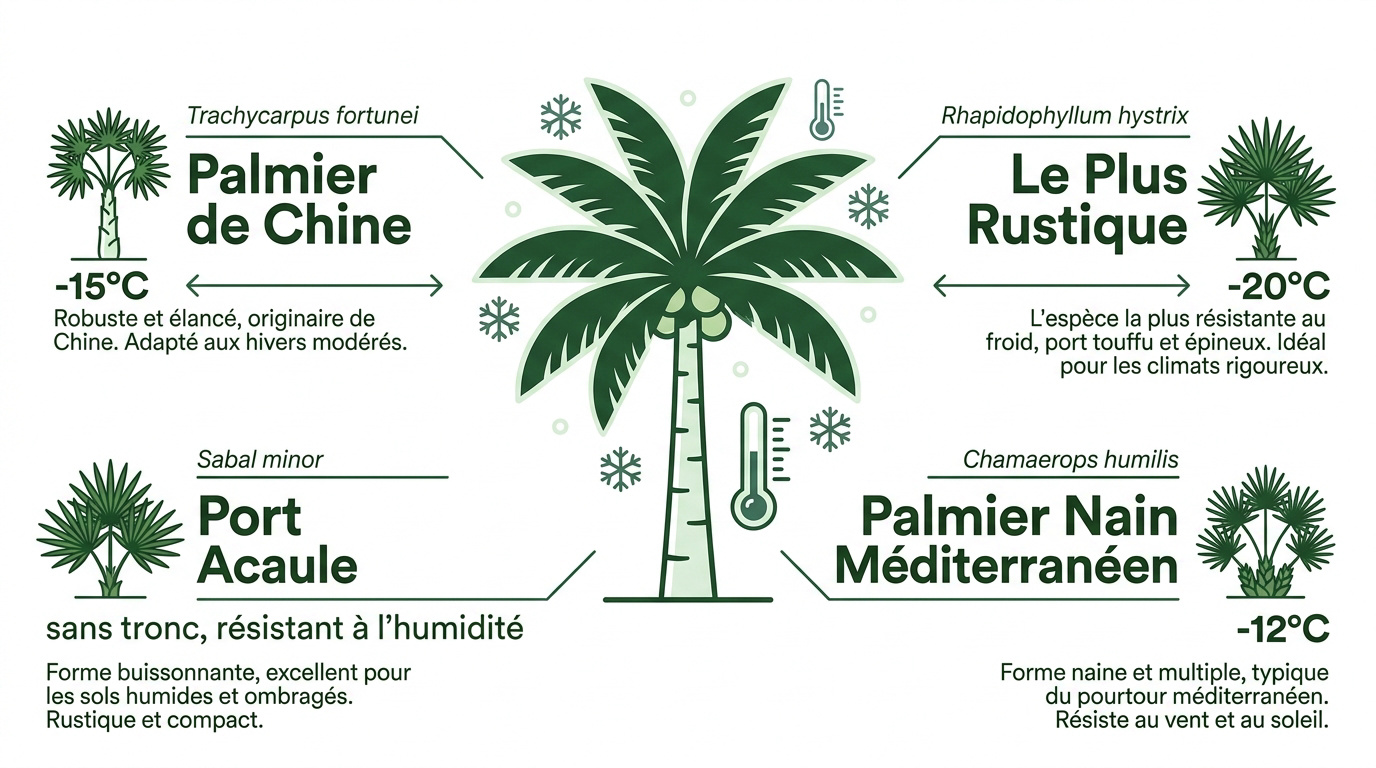 Sélection de palmiers rustiques pour jardins tempérés