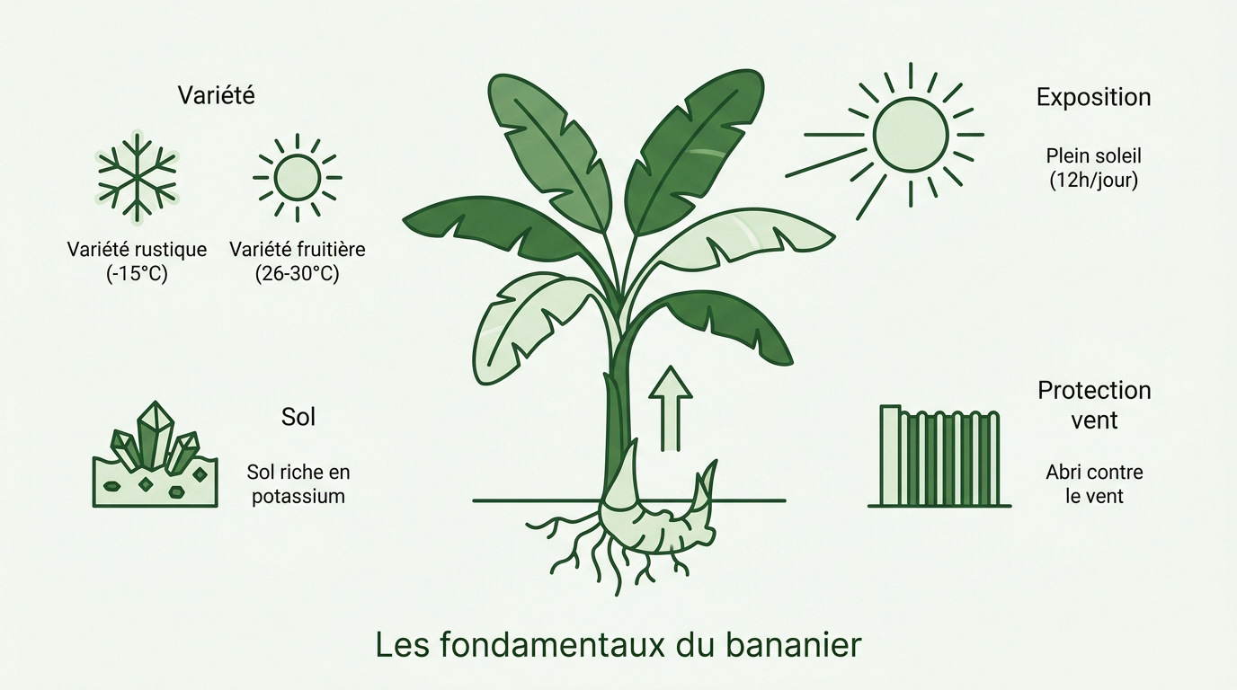 Bananier Musa basjoo planté dans un jardin ensoleillé