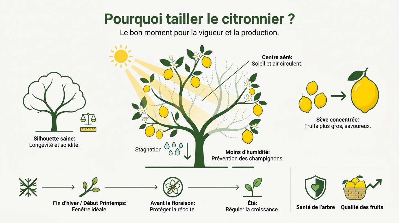 Un jardinier en train de tailler soigneusement les branches d'un citronnier vigoureux au printemps