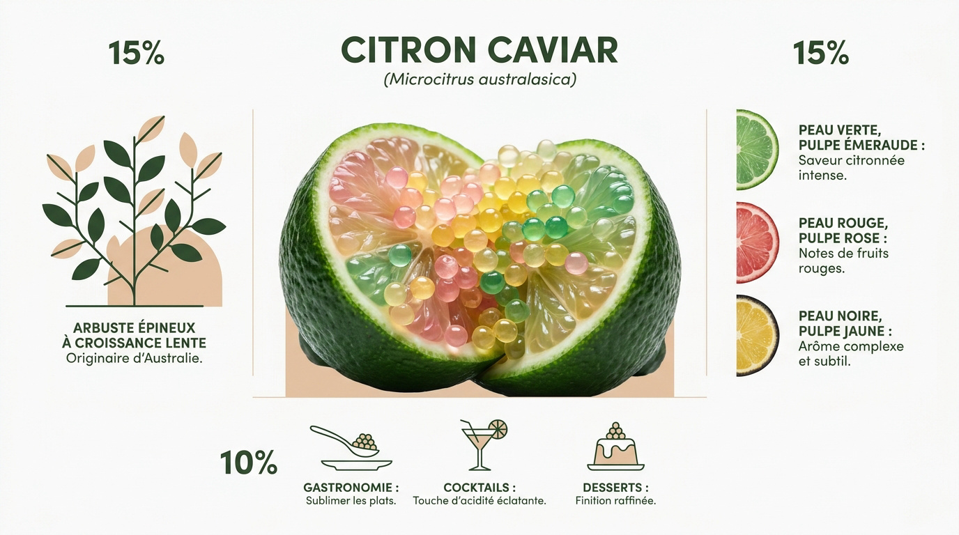 Arbuste de citron caviar avec ses fruits cylindriques et épines