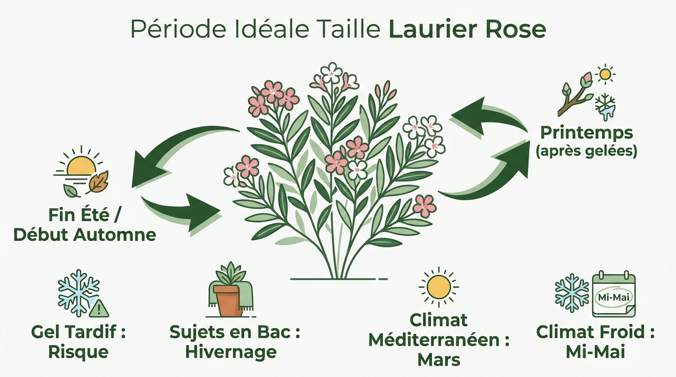 Calendrier de taille et entretien des lauriers roses selon les saisons